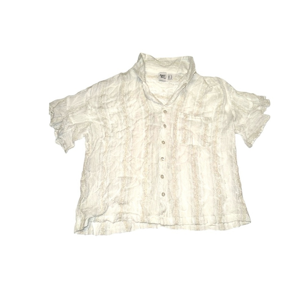 Princess Polly Bennie White Button Up Embellished Shirt Sz 4 - Picture 4 of 7